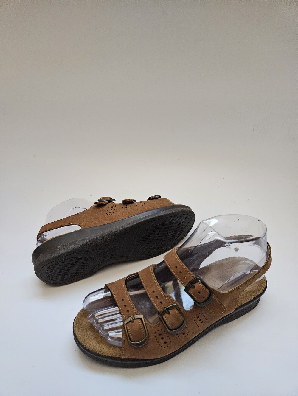 SAS Trio II Sandals Tripad Comfort Triple Strap Light Brown Leather Sz 6M